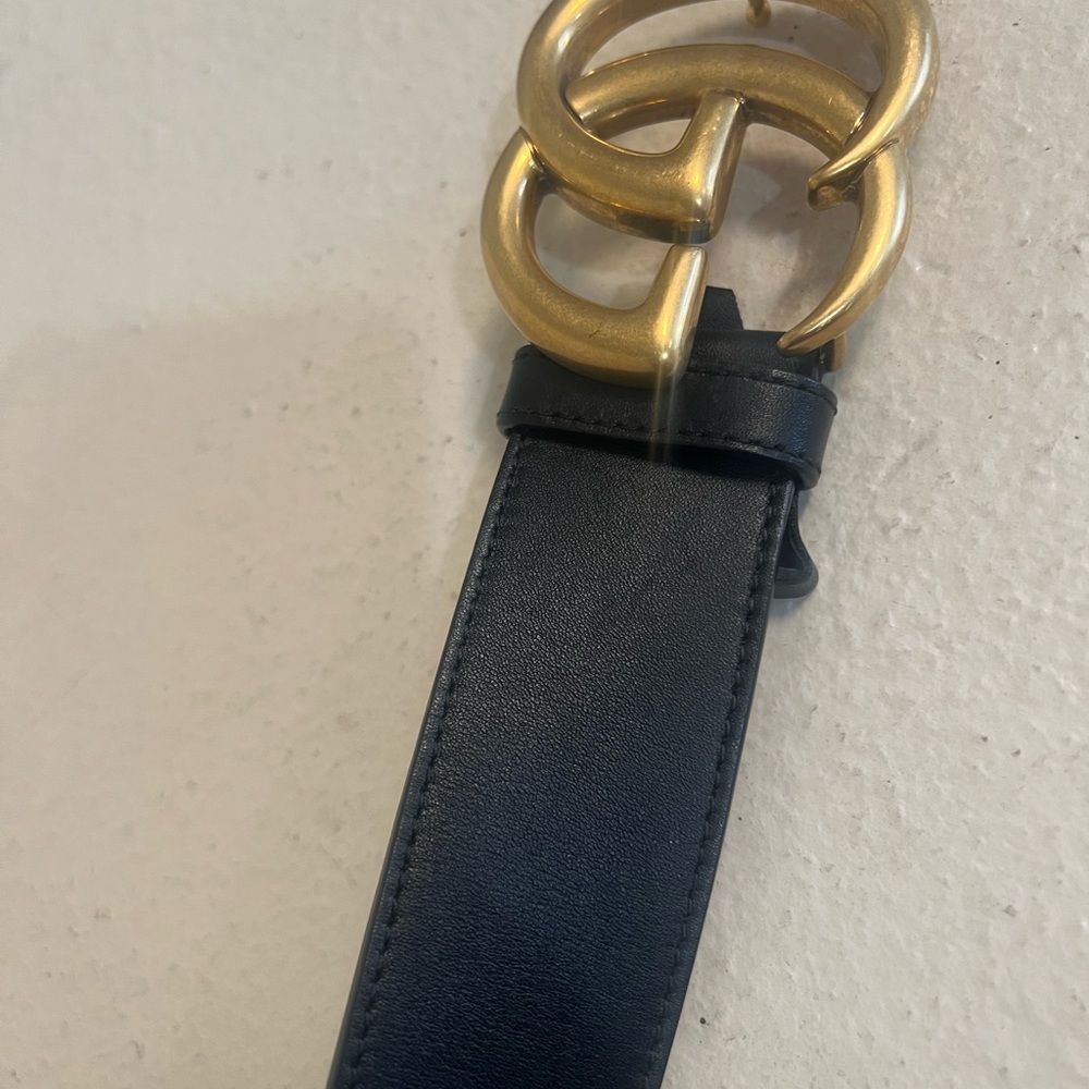 GUCCI GG Marmont belt 400593 notation size 70 leather black‎ gold metal f… - Picture 6 of 10